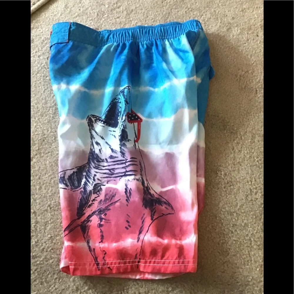 Cat & Jack boys swim trunks Shark blue red L 12/14
